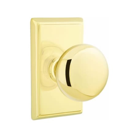 Emtek Providence Knob Dummy Pair with Rectangular Rose for 1-1/4 in to 2 in Door Unlacquered Brass Finish 8521PUS3NL